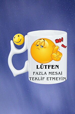Mesai Sevmeyen Emoji Baskılı Smile Emoji Toplu Kupa Bardak Çay Kahve Fincanı