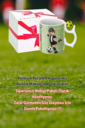 Sarı Lacivert Futbol Toplu Siyah Beyaz Forma Oyunculu Taraftar İsimli Baskılı Kupa Bardak