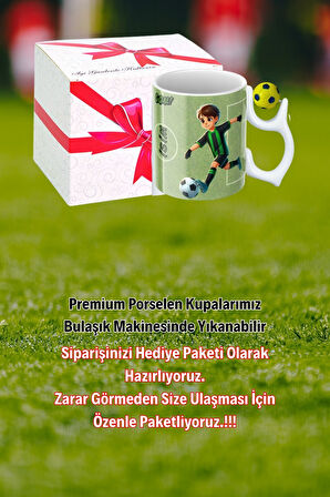 Sarı Lacivert Futbol Toplu Yeşil Siyah Forma Oyunculu Taraftar İsimli Baskılı Kupa Bardak