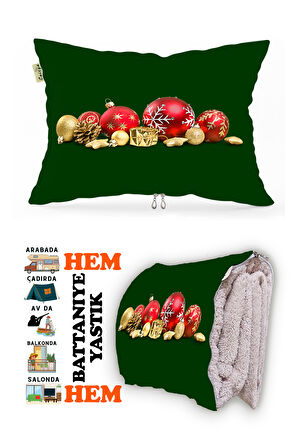 Yılbaşı Noel Desen Baskılı Tv Battaniyeli Opsiyonel Dekoratif Hediye Yastık Battaniye 2in1 Gifts-1