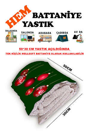 Yılbaşı Noel Desen Baskılı Tv Battaniyeli Opsiyonel Dekoratif Hediye Yastık Battaniye 2in1 Gifts-2