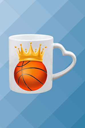 Basketboll Temalı Basket Sever Kalpli Kulp Kupa Bardak Çay Kahve Fincanı-1