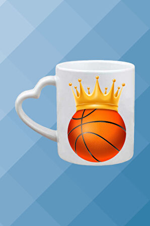 Basketboll Temalı Basket Sever Kalpli Kulp Kupa Bardak Çay Kahve Fincanı-1