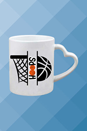 Basketboll Temalı Basket Sever Kalpli Kulp Kupa Bardak Çay Kahve Fincanı-6