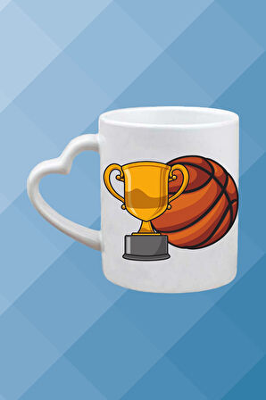 Basketboll Temalı Basket Sever Kalpli Kulp Kupa Bardak Çay Kahve Fincanı-8
