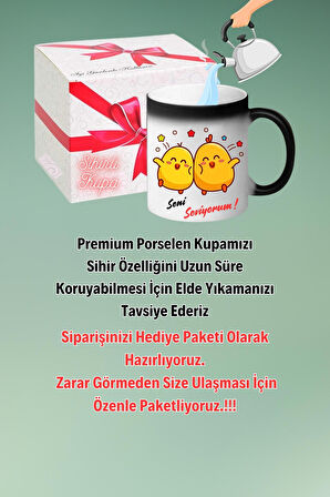 Aşık Ponçik Civciv Baskılı Sihirli Kupa Bardak Çay Kahve Fincanı