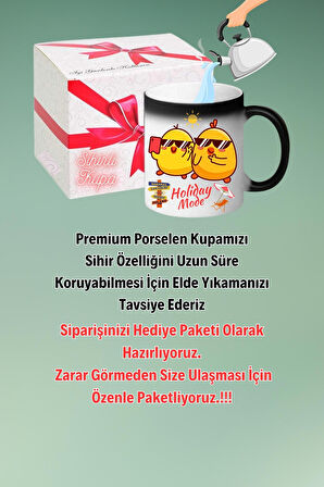 Holiday Mode Ponçik Civciv Baskılı Sihirli Kupa Bardak Çay Kahve Fincanı