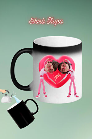 Sevgiliye Supriz Love Baskılı Sihirli Kupa Bardak Çay Kahve Fincanı