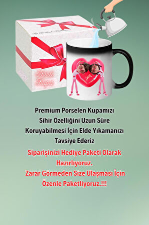 Sevgiliye Supriz Love Baskılı Sihirli Kupa Bardak Çay Kahve Fincanı