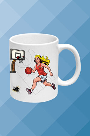 Basketboll Temalı Basket Sever Kupa Bardak Çay Kahve Fincanı Kadın Oyunculu-11