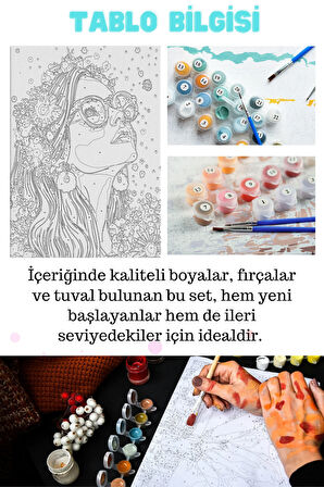 Sayılarla Boyama Seti Çerçeveli Kasnaklı Boya ve Fırçalar 40 x 50 cm