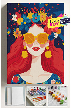 Sayılarla Boyama Seti Numaralı Tuval Fırça Boya Dahil Kasnaklı Set 50x70 Cm - ÇİÇEKGÖKYÜZÜ 01