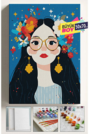 Sayılarla Boyama Seti Numaralı Tuval Fırça Boya Dahil Kasnaklı Set 50x70 Cm - ÇİÇEKGÖKYÜZÜ 02