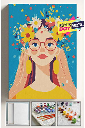 Sayılarla Boyama Seti Numaralı Tuval Fırça Boya Dahil Kasnaklı Set 50x70 Cm - ÇİÇEKGÖKYÜZÜ 04