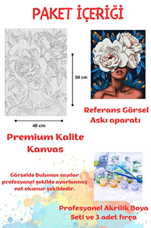 Sayılarla Boyama Çerçeveli Hobi Seti Numaralı Tuval Fırça Boya Dahil Kasnaklı 40X50 Cm