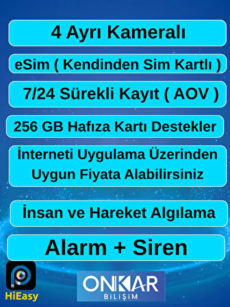 INOX-X14 4LENS ESİM SOLAR KAMERA GÜVENLİK KAMERASI