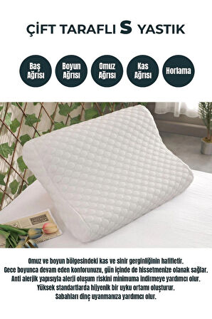 Tago Home Çift Taraflı Ortopedik Visco Yastık Boyun Fıtığı Boyun Ağrısı Destekli 51x41x13cm 