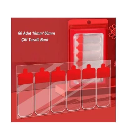 Kolay Açılır Güçlü Çift Taraflı Hazır Kesim Yaprak Bant 60'lı Paket 18x50mm Diğer