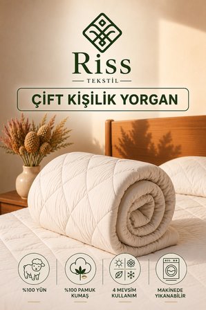 Çift Kişilik  Merinos Kuzu Yünü Yorgan ( 195Cm X 215Cm ,3500Gr )