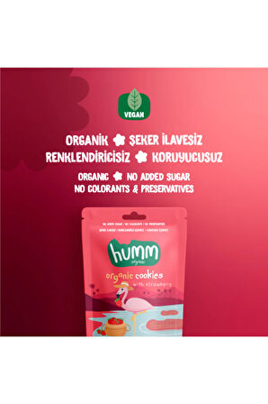 Humm Organic Organik Vegan Çilekli Kurabiye Atıştırmalık Paketi - 6 adet