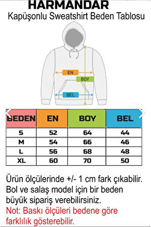 Üç İplik Yıldızlı Gece Baskılı Unisex Çimen Kanguru Cepli Kapüşonlu Sweatshirt Hoodie | L