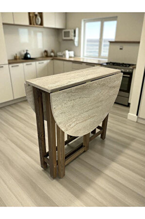 Katlanır Kanatlı Masa Yemek Masası Çalışma Masası Mutfak Masası TRAVERTEN