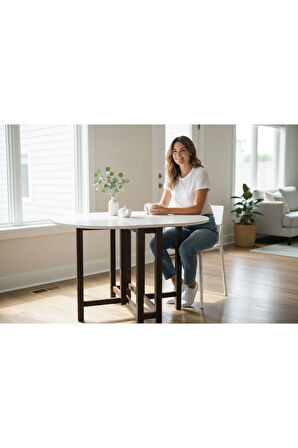 Katlanır Kanatlı Masa Yemek Masası Çalışma Masası Mutfak Masası BEYAZ 