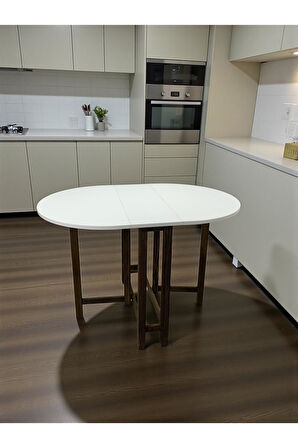 Katlanır Kanatlı Masa Yemek Masası Çalışma Masası Mutfak Masası BEYAZ 