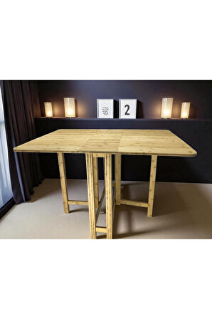 Katlanır Kanatlı Masa Yemek Masası Çalışma Masası Mutfak Masası BAMBU