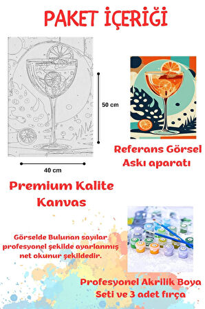 Sayılarla Boyama Çerçeveli Hobi Seti Numaralı Tuval Fırça Boya Dahil Kasnaklı 40X50 Cm