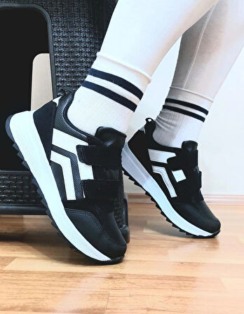  Sneaker Spor Ayakkabısı Konforlu Hava Alan Esnek Cırtlı Kaliteli Ortapedik Kullanışlı Kaymaz Taban