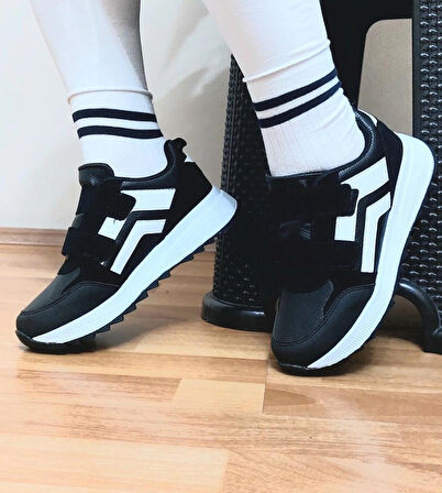  Sneaker Spor Ayakkabısı Konforlu Hava Alan Esnek Cırtlı Kaliteli Ortapedik Kullanışlı Kaymaz Taban