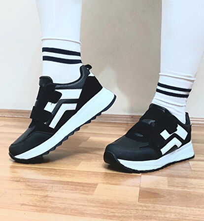  Sneaker Spor Ayakkabısı Konforlu Hava Alan Esnek Cırtlı Kaliteli Ortapedik Kullanışlı Kaymaz Taban