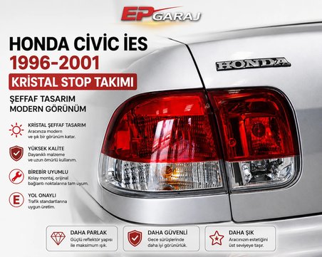  HONDA CIVIC İES 1996-2001 UYUMLU KRİSTAL STOP TAKIMI (4 PARÇA)