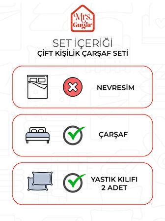 Beyaz Pamuklu Çizgili Saten Lastikli Çarşaf Takımı Çift Kişilik  + 2 Yastık Kılıfı