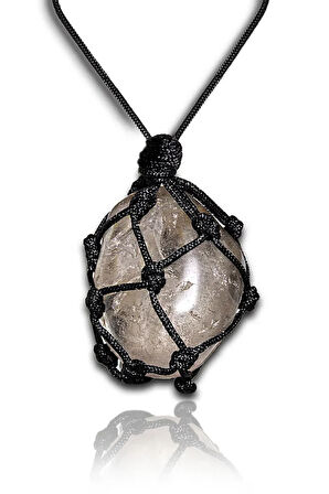 Sertifikalı Makrome Doğal Rutil Kuvars Taşı Kolye