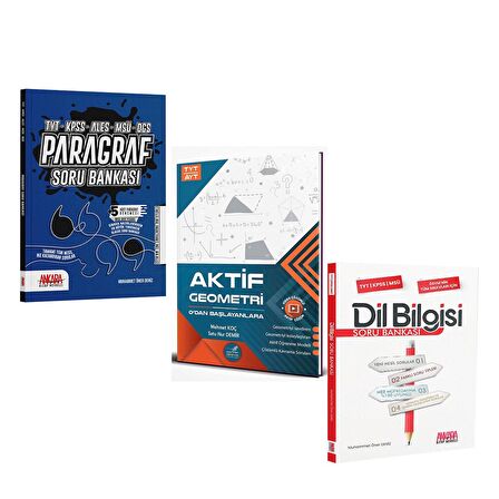 Aktif Geometri TYT AYT 0 dan Başlayanlara ve AKM Paragraf ile Dil Bilgisi Soru Bankası Seti 3 Kitap