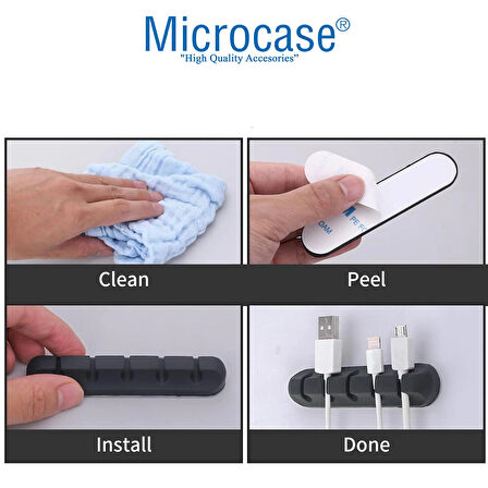 Microcase Kendinden Yapışkanlı 5 Yuvalı Kablo Sabitleyici Düzenleyici Çok Amaçlı Kablo Toparlayıcı Klips - SİYAH AL4555 2 Adet