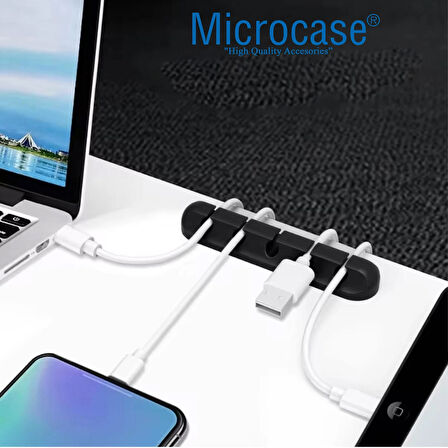 Microcase Kendinden Yapışkanlı 5 Yuvalı Kablo Sabitleyici Düzenleyici Çok Amaçlı Kablo Toparlayıcı Klips - SİYAH AL4555 2 Adet