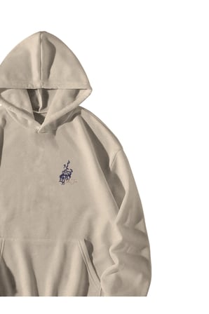 Krem Unisex Oversize Hoodie - Calvin Jones The Good Bad Ugly Baskılı Kanguru Cepli Sweatshirt