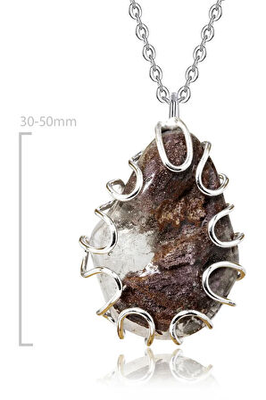 Sertifikalı El Örmesi Toprak Fosilli Doğal Kristal Kuvars Taşı Doğal Taş Kolye