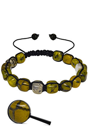 Sertifikalı Makrome Damarlı Yeşil Akik Taşı Doğal Taş Bileklik