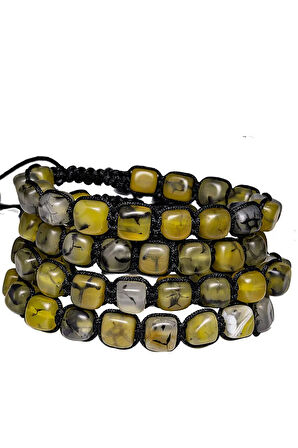 Sertifikalı Makrome Damarlı Yeşil Akik Taşı Doğal Taş Bileklik