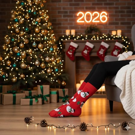 2'li Yılbaşı Christmas Desenli Unısex Soket Çorap Set