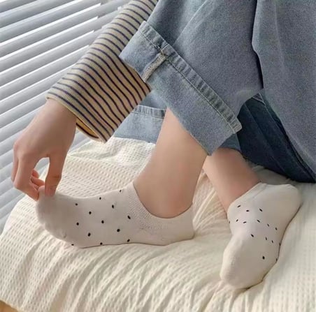 4'lü Ekonomik Paket Puantiyeli Desenli Kısa Patik Çorap Set
