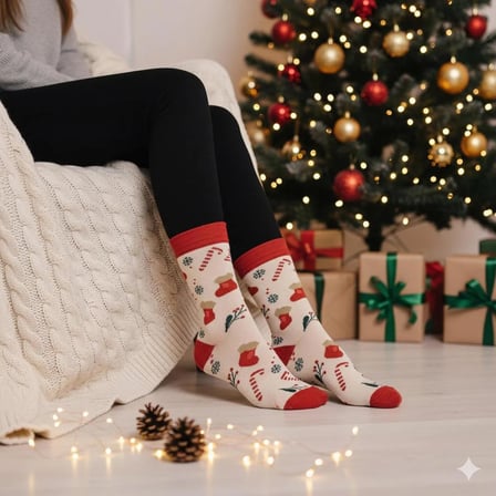 5'li Yılbaşı Christmas Desenli Kutulu Soket Çorap Set