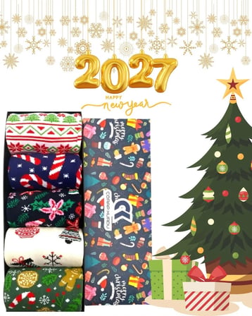 5'li Yılbaşı Christmas Desenli Kutulu Soket Çorap Set