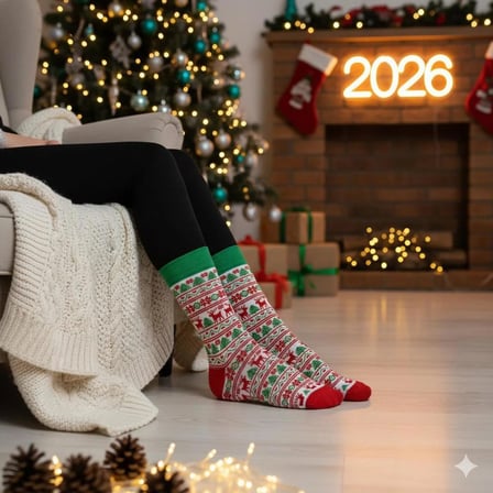 5'li Yılbaşı Christmas Desenli Kutulu Soket Çorap Set