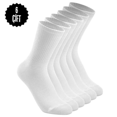 6'lı Ekonomik Paket Düz Kolej Tenis Çorap Set