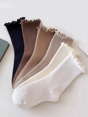 6'lı Ekonomik Paket Fırfırlı Kolej Tenis Çorap Set